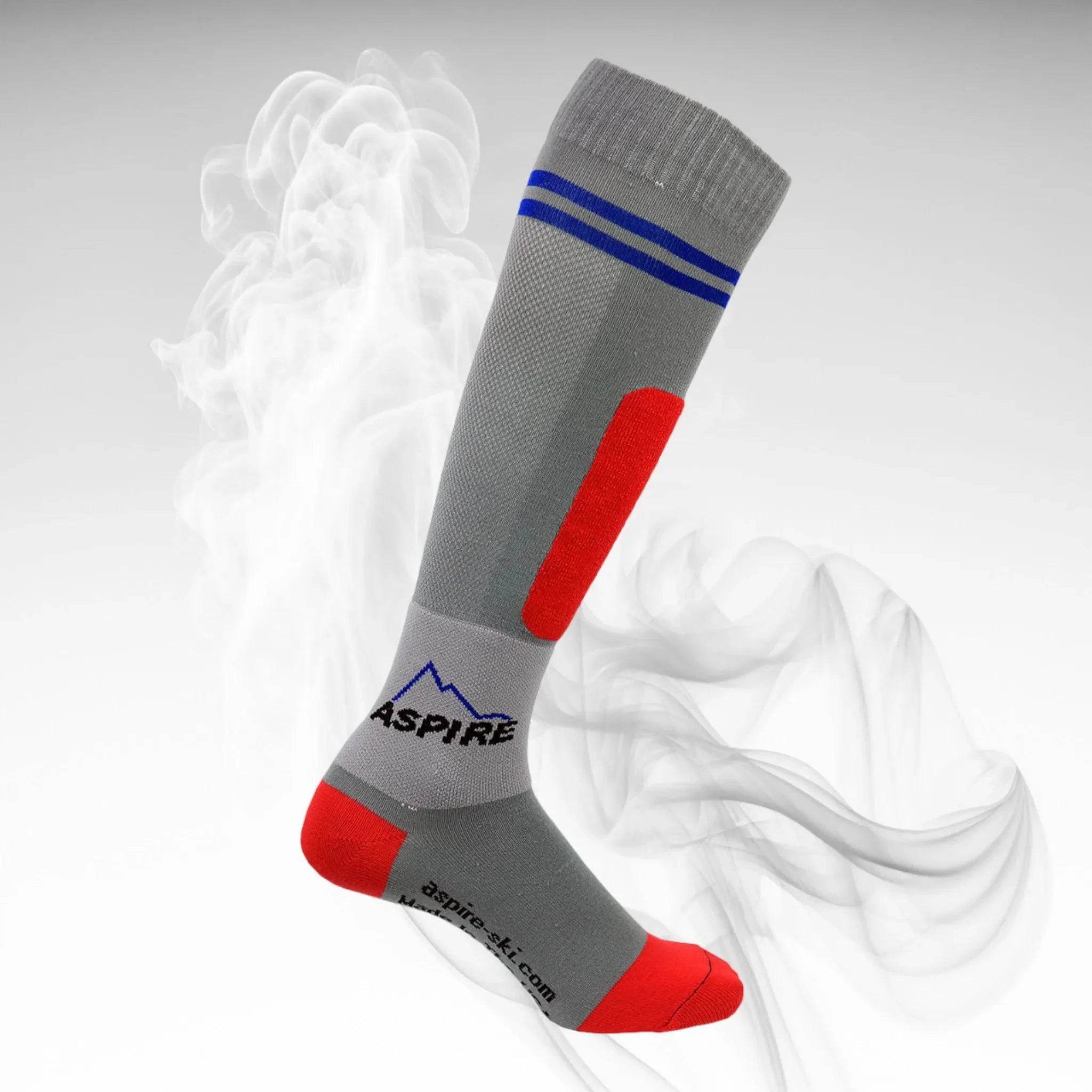 2023 Aspire Ski-D Ski Socks Gray
