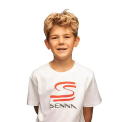 Camiseta Ayrton Senna Senna para niños blanca