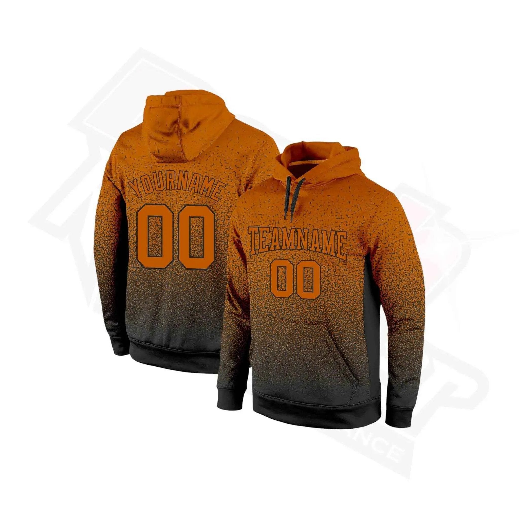 Custom Texas Orange & Black Fade Sports Hoodie