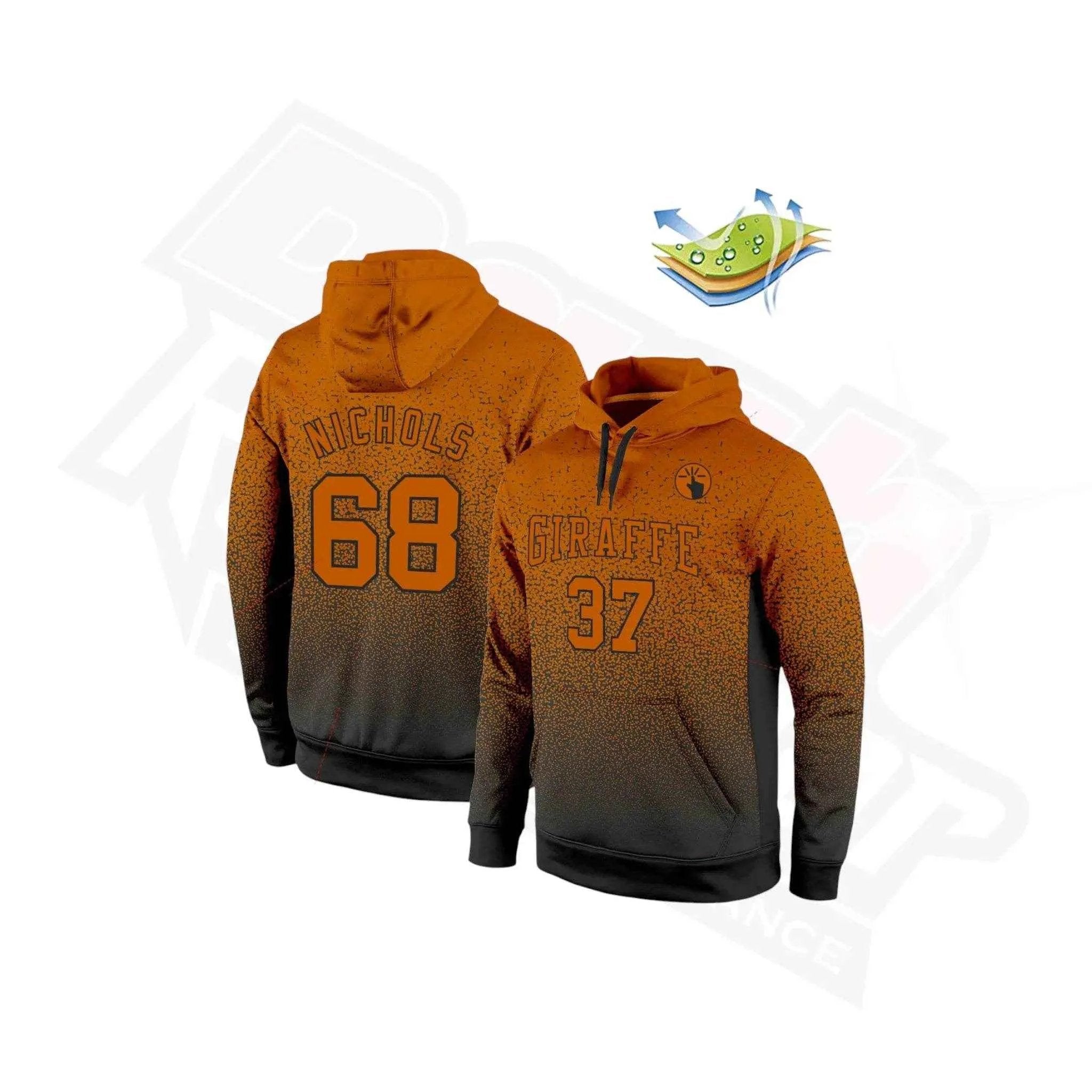 Custom Texas Orange & Black Fade Sports Hoodie