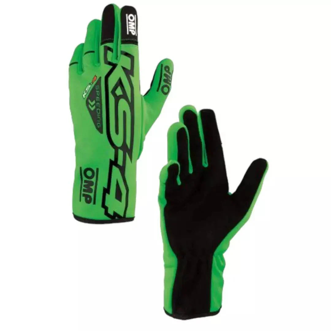 OMP KS-4 Kart Gloves Fluro Green