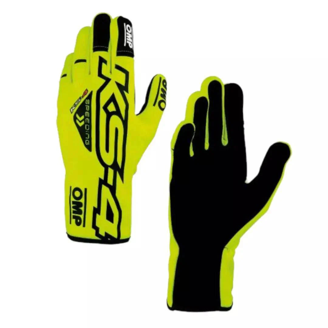 OMP KS-4 Kart Gloves Fluro Yellow