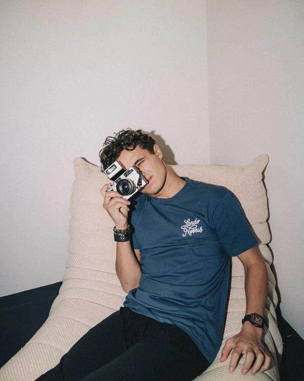 SCRIPT PETROL BLUE SHORT SLEEVE TEE