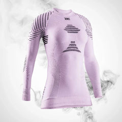 Ropa interior térmica de esquí. Camiseta X-bionic Invent 4.0 LG SL para mujer, color orquídea/negro ópalo - 2023/24 