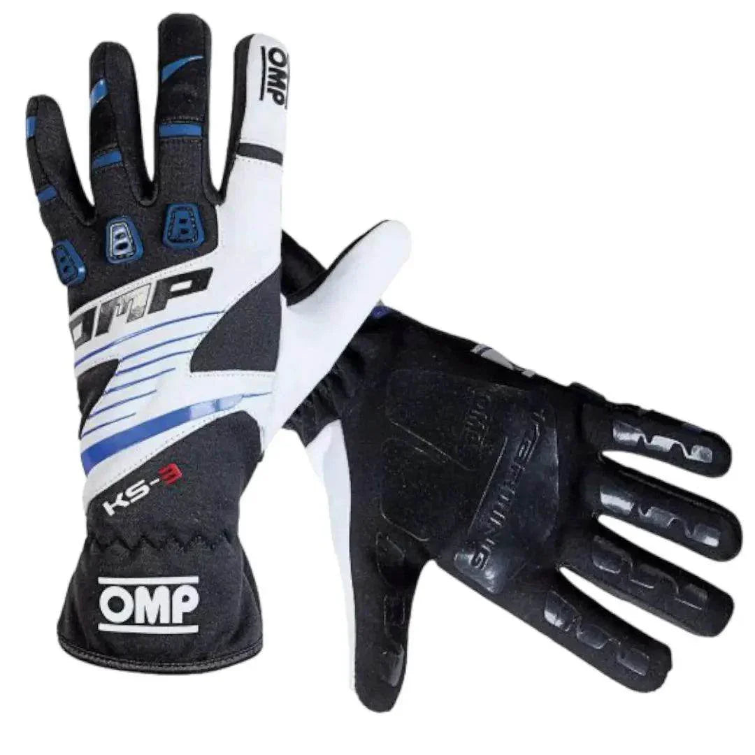 OMP KS-3 Kart Gloves Black White